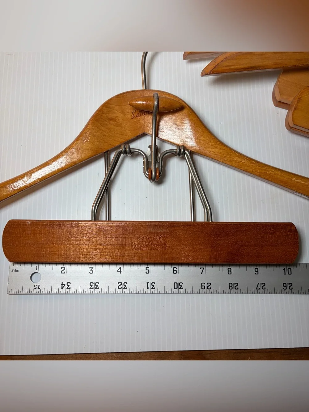 Lot Of 3 Vintage SETWELL Suit Jacket with Trousers Pants Garment Wooden Hangers